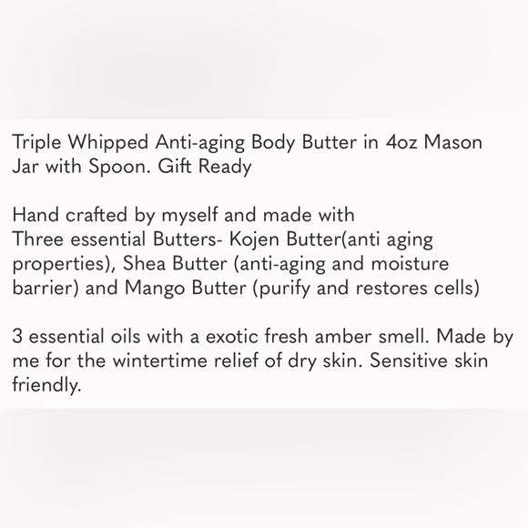 Handcrafted Anti-aging Triple Whipped Body Butter in 4oz Mason Jar - Picture 5 of 7